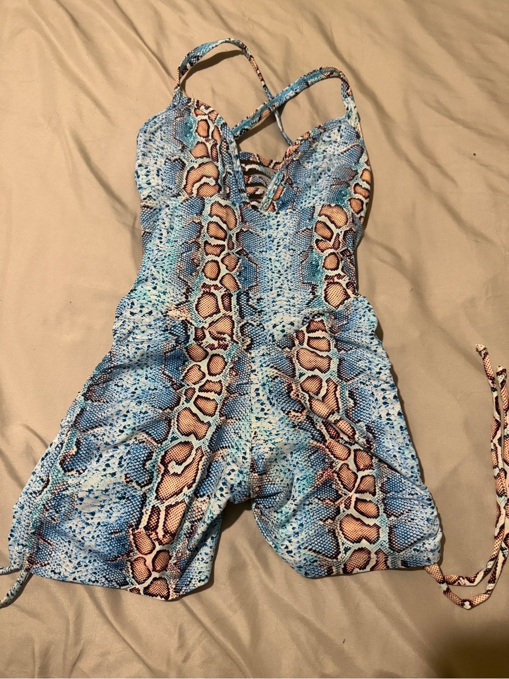 Girls Blue Snake-Print One-Piece Swimsuit